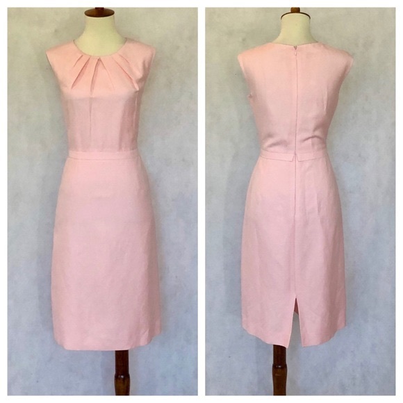 Tahari Blush Pink Linen Blend Sleeveless Dress - Picture 2 of 8